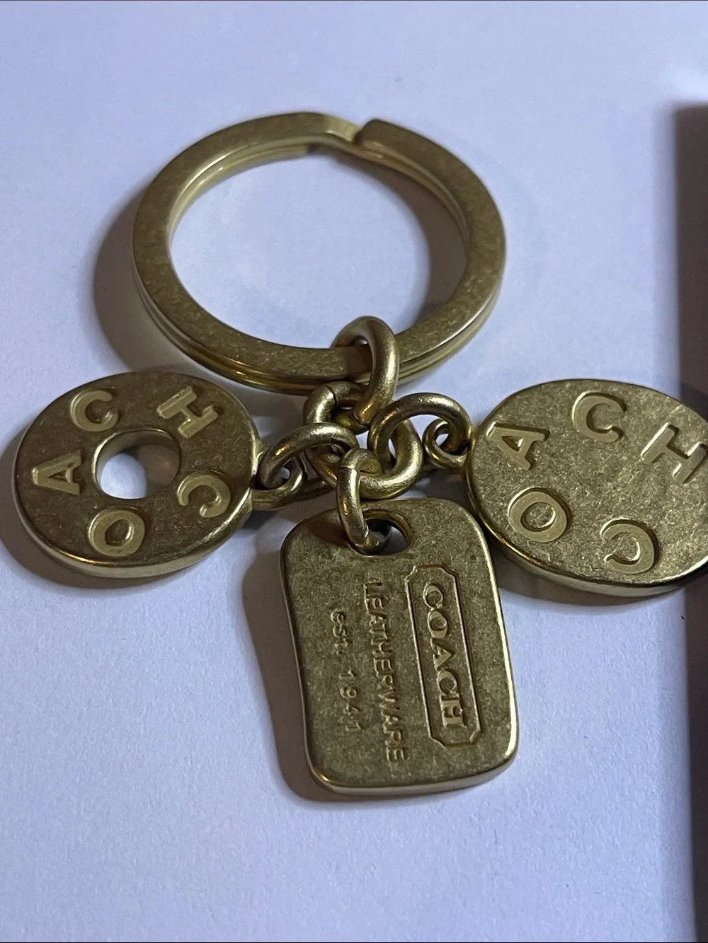 COACH Gold-Tone Signature Charm Key Ring and Coach Pen